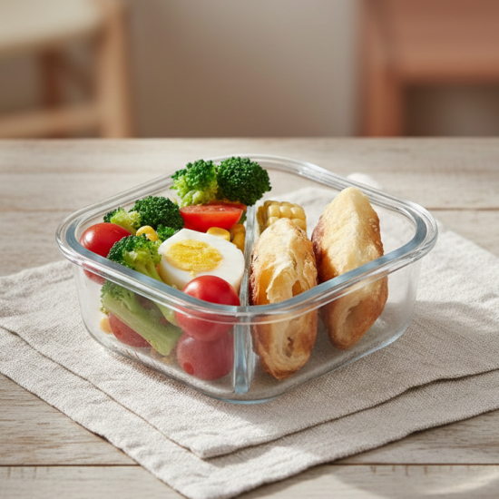 Glass Tupperware with Plastic Lid 750ml 2 Pcs Set